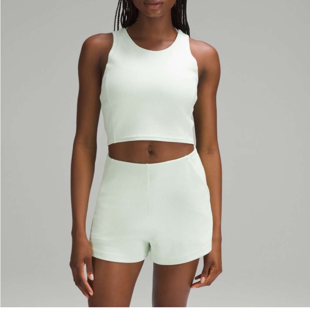 Lululemon Ribbed Softstreme Cropped Tank Top Kohlrabi Green